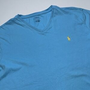 Polo Ralph Lauren Blue Casual Classic Fit Jersey V-Neck T-Shirt Men's Size Large